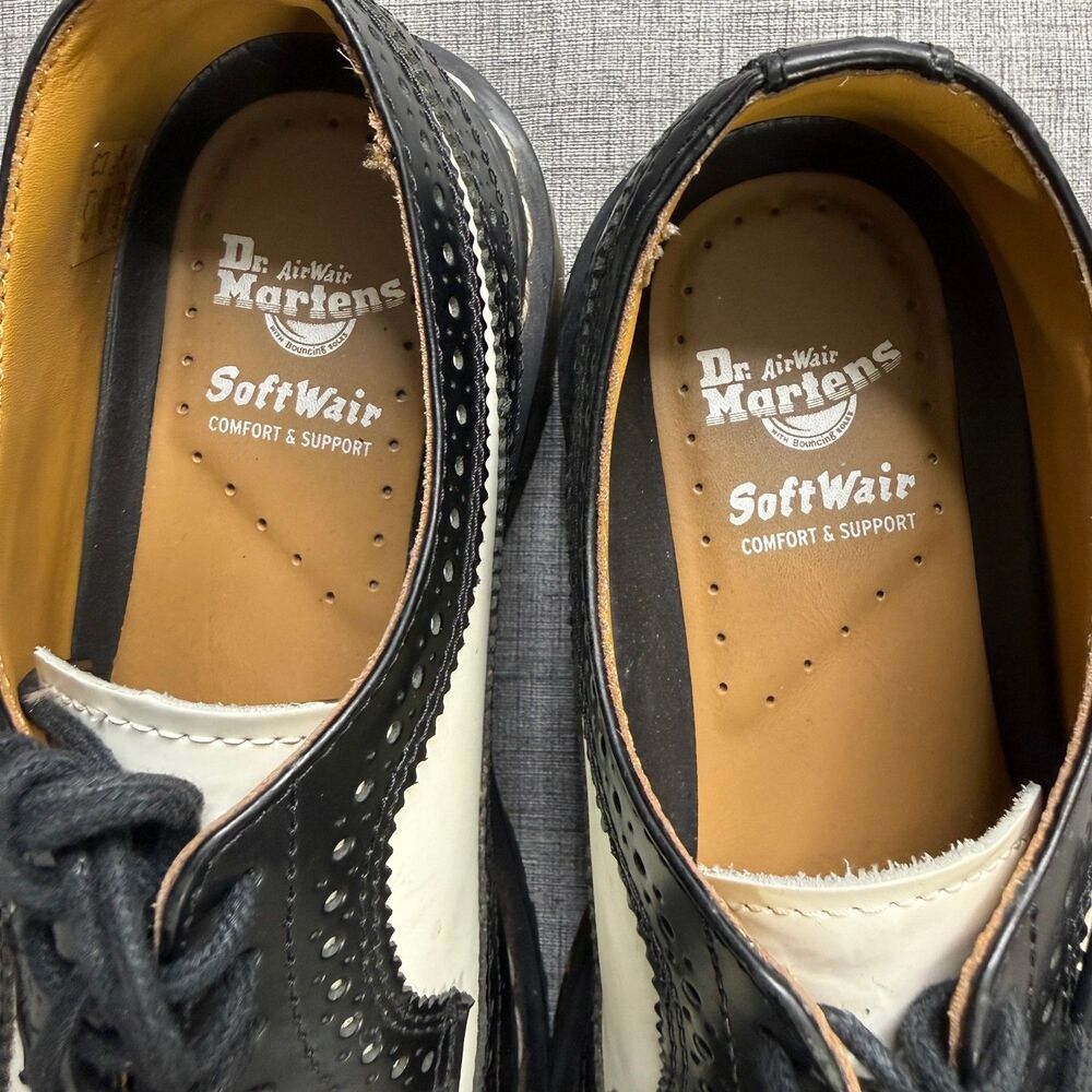 Dr. Martens 3989 Brogue Leather Wingtip Black White -Platform Oxford Men's US 8 - Picture 6 of 11
